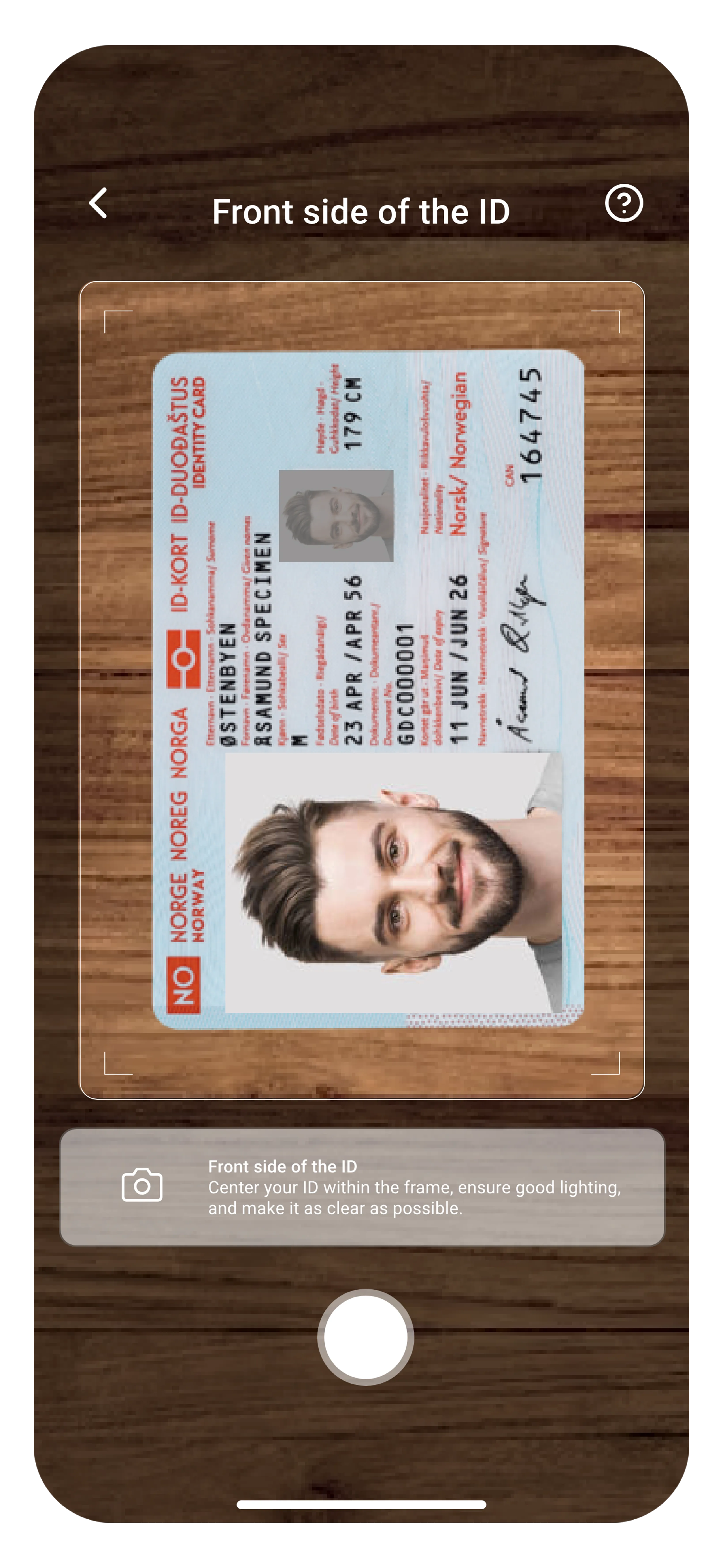 Scan front side of ID