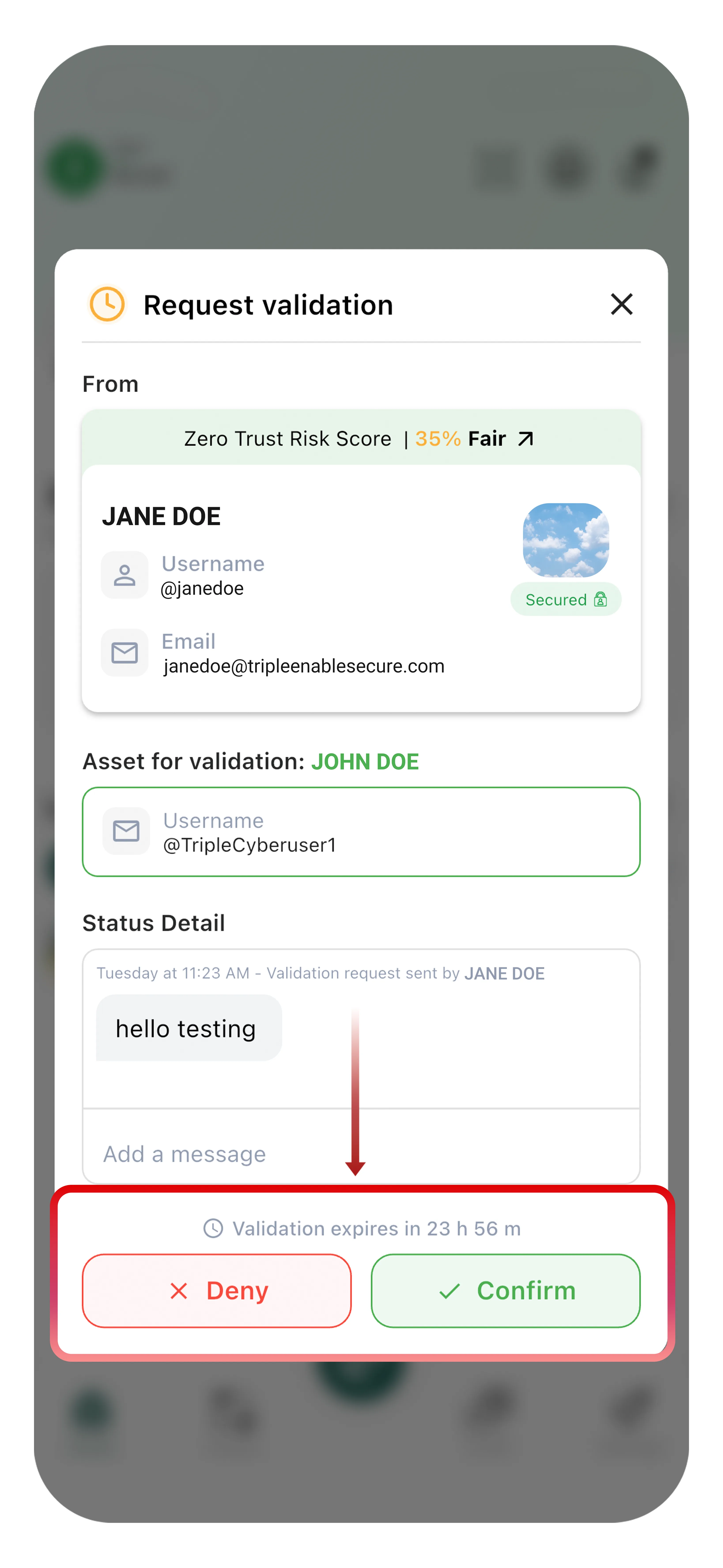 Step 4: Send validation request and receive response